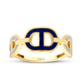 Gold White and Blue Enamel Trend Ring