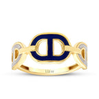 Gold White and Blue Enamel Trend Ring