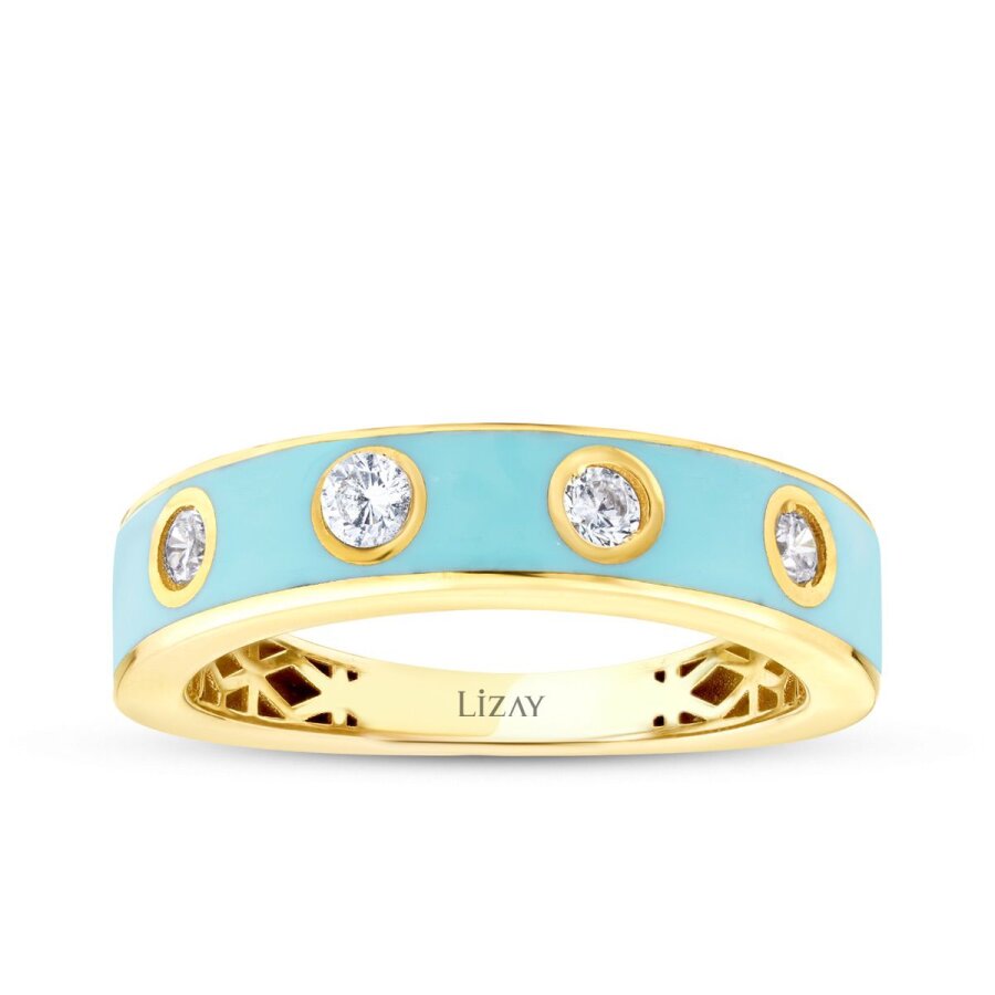 Gold Stone Blue Trend Ring