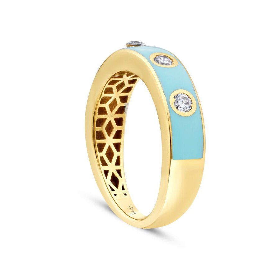 Gold Stone Blue Trend Ring