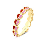 Gold Red and Pink Enamel Heart Ring