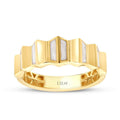 Gold White Enamel Textured Trendy Ring