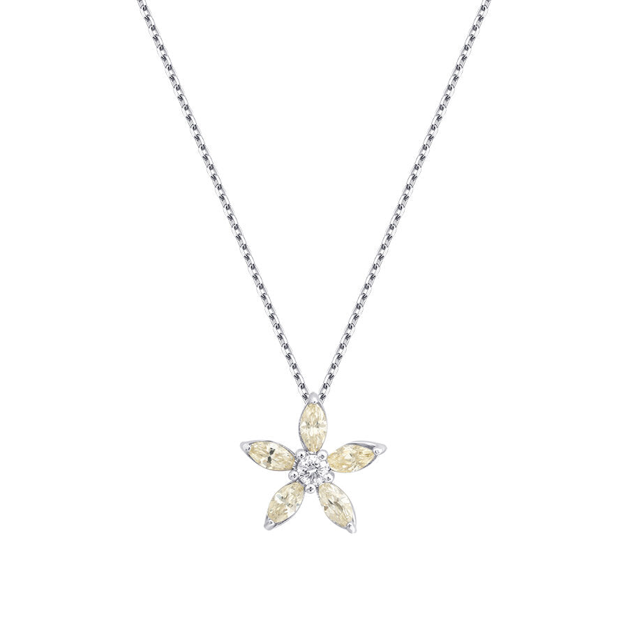 0,65 Carat Diamond Marquise Fancy Flower Necklace