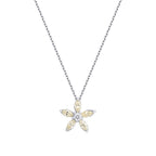 0,65 Carat Diamond Marquise Fancy Flower Necklace