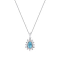 0,58 Carat Diamond Pear Blue Topaz Necklace