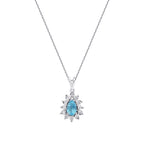 0,58 Carat Diamond Pear Blue Topaz Necklace
