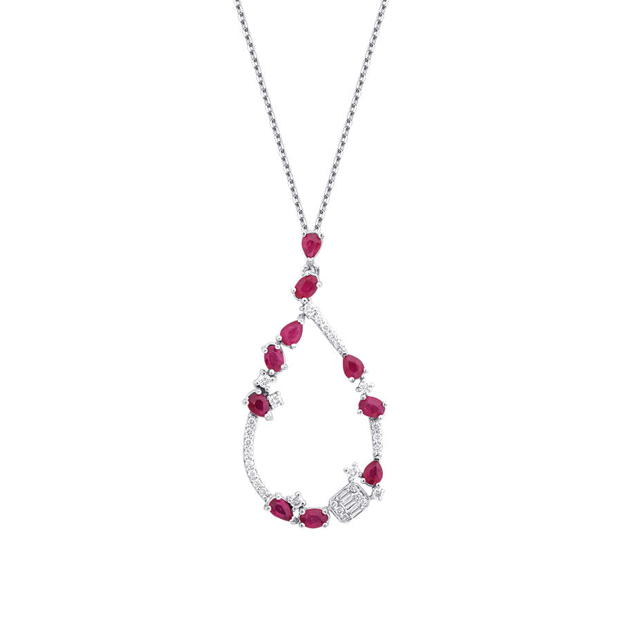 1,02 Carat Diamond Pear Ruby Trend Necklace
