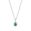 1,76 Carat Diamond Pear Emerald Necklace