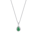 1,76 Carat Diamond Pear Emerald Necklace