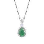 1,76 Carat Diamond Pear Emerald Necklace