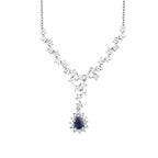 0,64 Carat Diamond Pear Sapphire Necklace