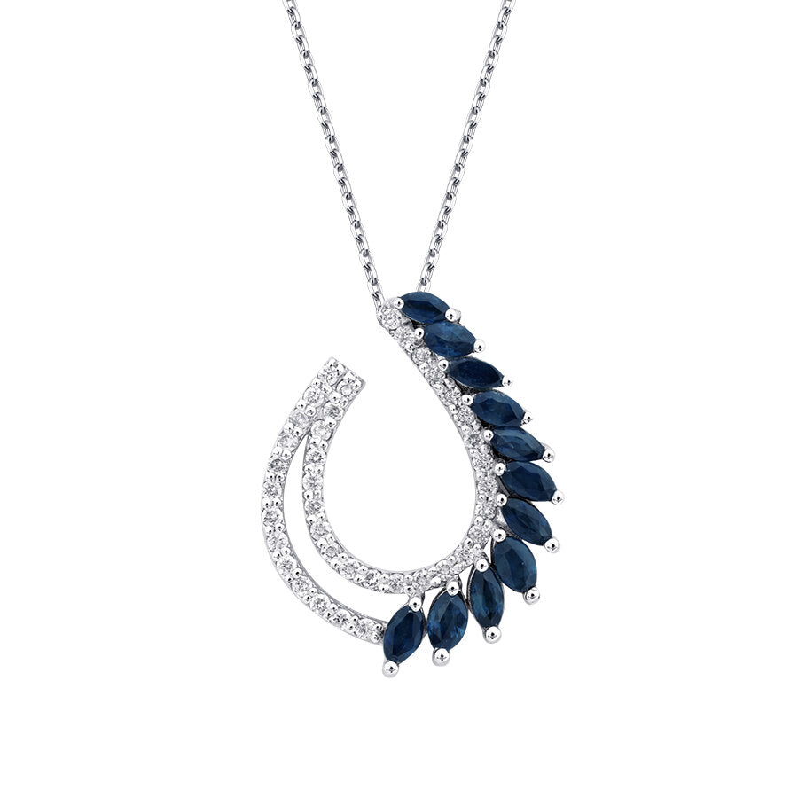 0,87 Carat Diamond Marquise Sapphire Trend Necklace