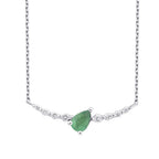 0,36 Carat Diamond Pear Emerald Necklace