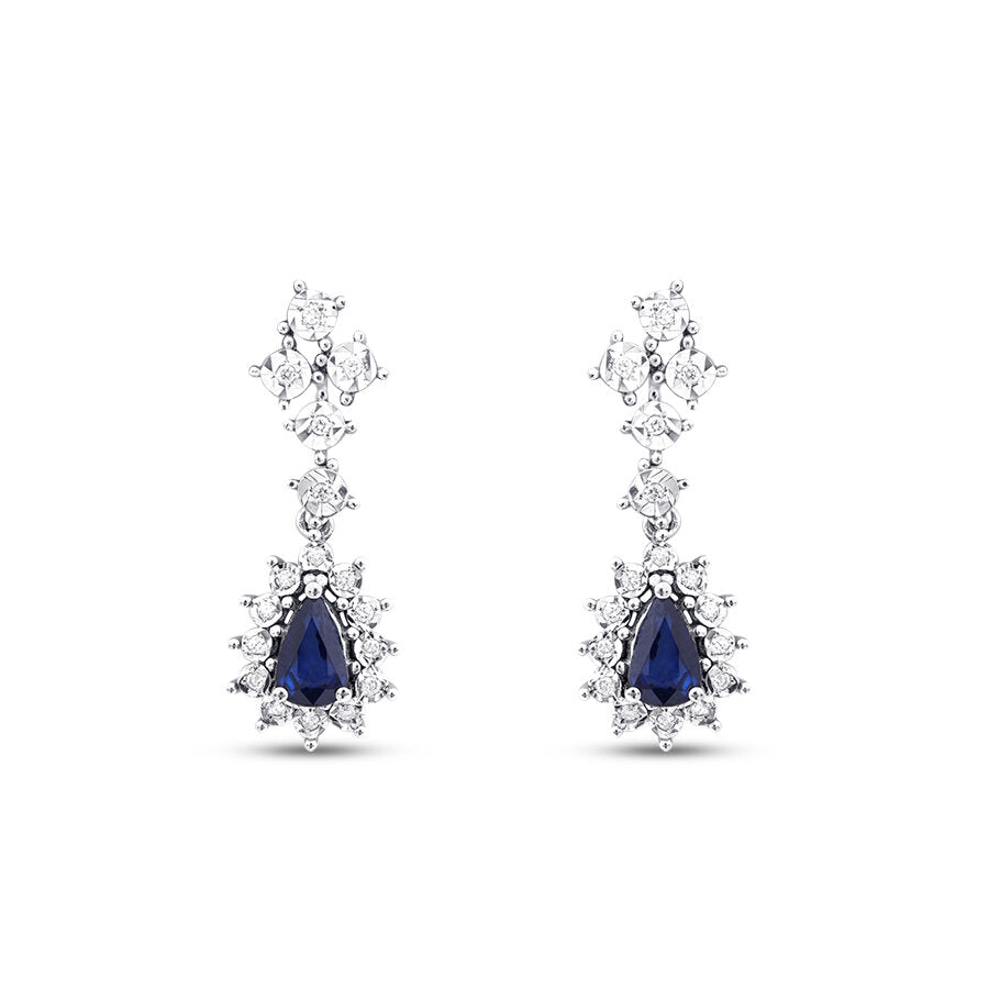 1,12 Carat Diamond Pear Sapphire Earrings