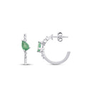 1,06 Carat Diamond Pear Emerald Earrings
