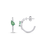 1,06 Carat Diamond Pear Emerald Earrings