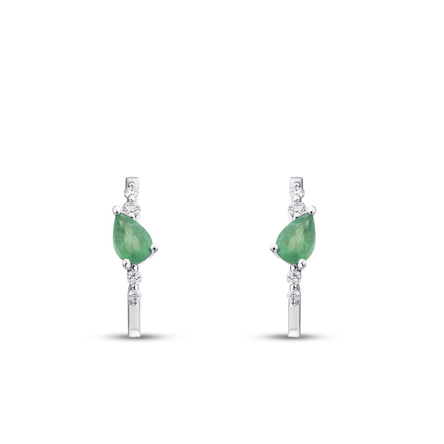 1,06 Carat Diamond Pear Emerald Earrings