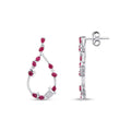 1,75 Carat Diamond Pear Ruby Trend Earrings