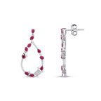 1,75 Carat Diamond Pear Ruby Trend Earrings