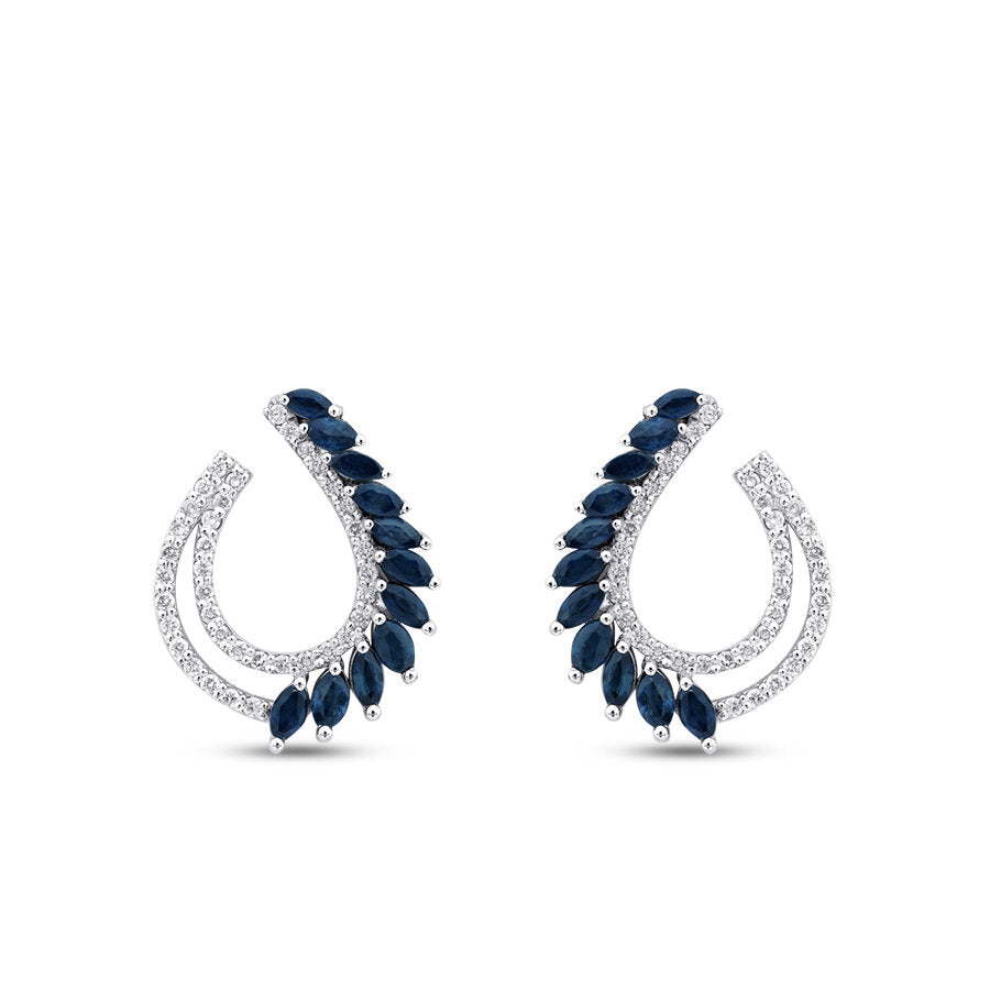 1,56 Carat Diamond Marquise Sapphire Trend Earrings