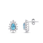 1,18 Carat Diamond Pear Blue Topaz Earrings