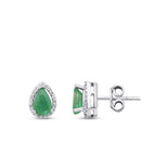 0,92 Carat Diamond Pear Emerald Earrings