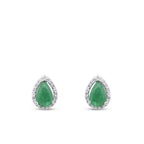0,92 Carat Diamond Pear Emerald Earrings