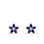 1,24 Carat Diamond Pear Sapphire Flower Earrings