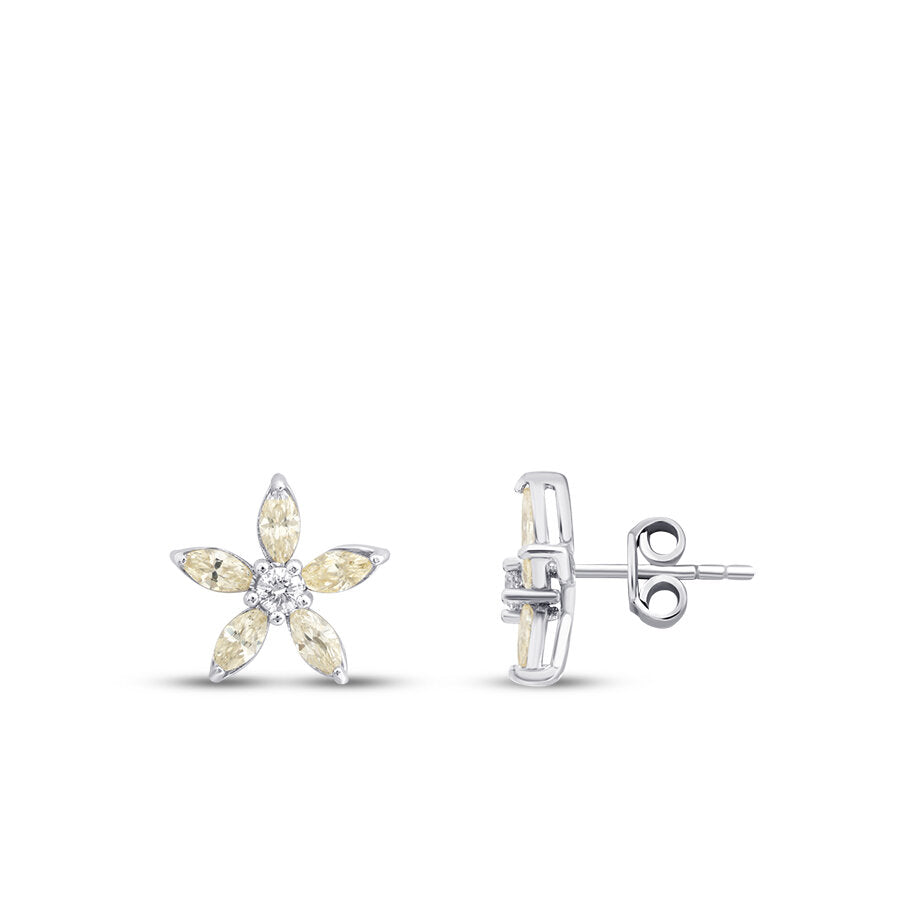 1,31 Carat Diamond Marquise Fancy Flower Earrings