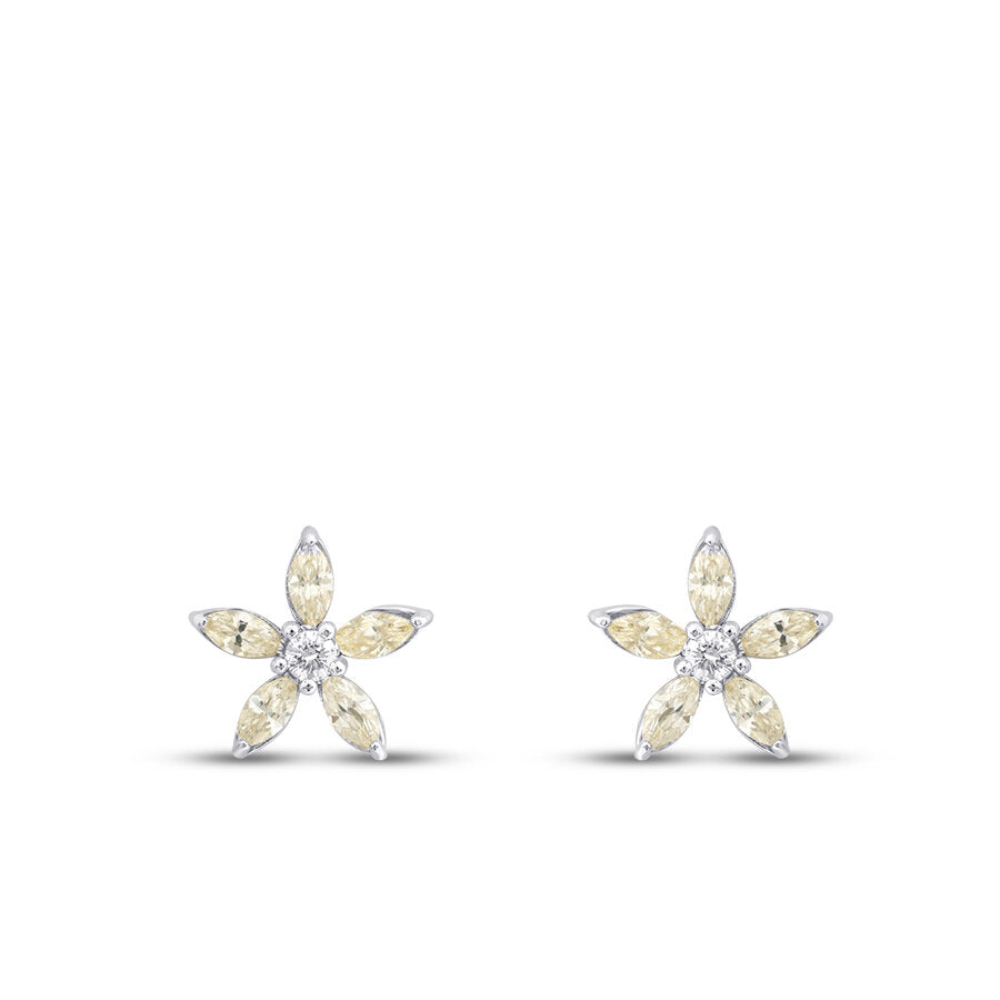 1,31 Carat Diamond Marquise Fancy Flower Earrings