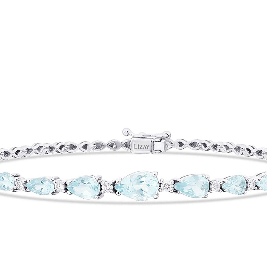 1,99 Carat Diamond Aquamarine Pear Bracelet