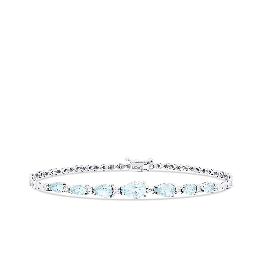 1,99 Carat Diamond Aquamarine Pear Bracelet