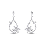 0.80 Carat Diamond Baguette Flower Earrings