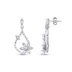 0.80 Carat Diamond Baguette Flower Earrings