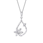 0.62 Carat Diamond Baguette Flower Necklace