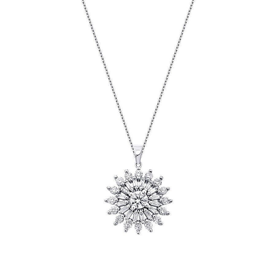 0,97 Carat Diamond Baguette Sun Necklace