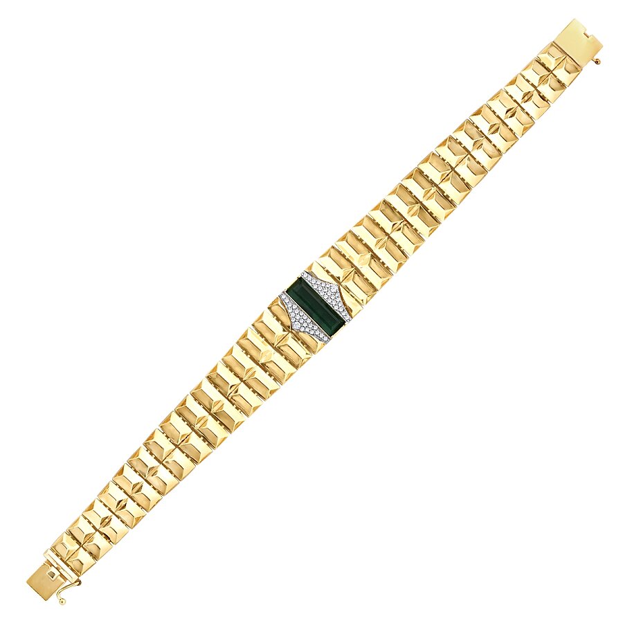 Gold Green Stone Prism Bracelet