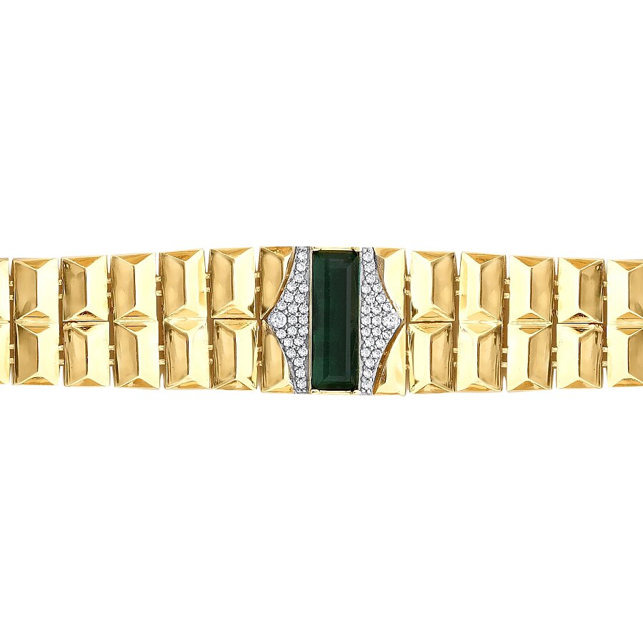Gold Green Stone Prism Bracelet