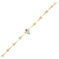 Gold Fuchsia Stone Triangle Trend Bracelet