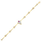 Gold Fuchsia Stone Triangle Trend Bracelet