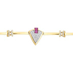 Gold Fuchsia Stone Triangle Trend Bracelet