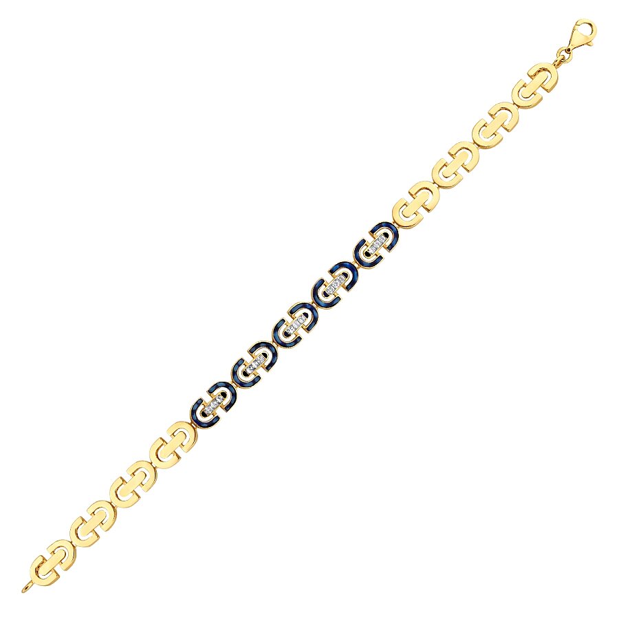 Gold Navy Enamel Stone Trend Bracelet