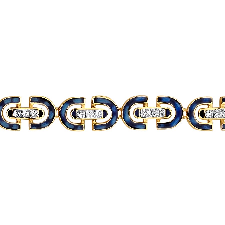 Gold Navy Enamel Stone Trend Bracelet