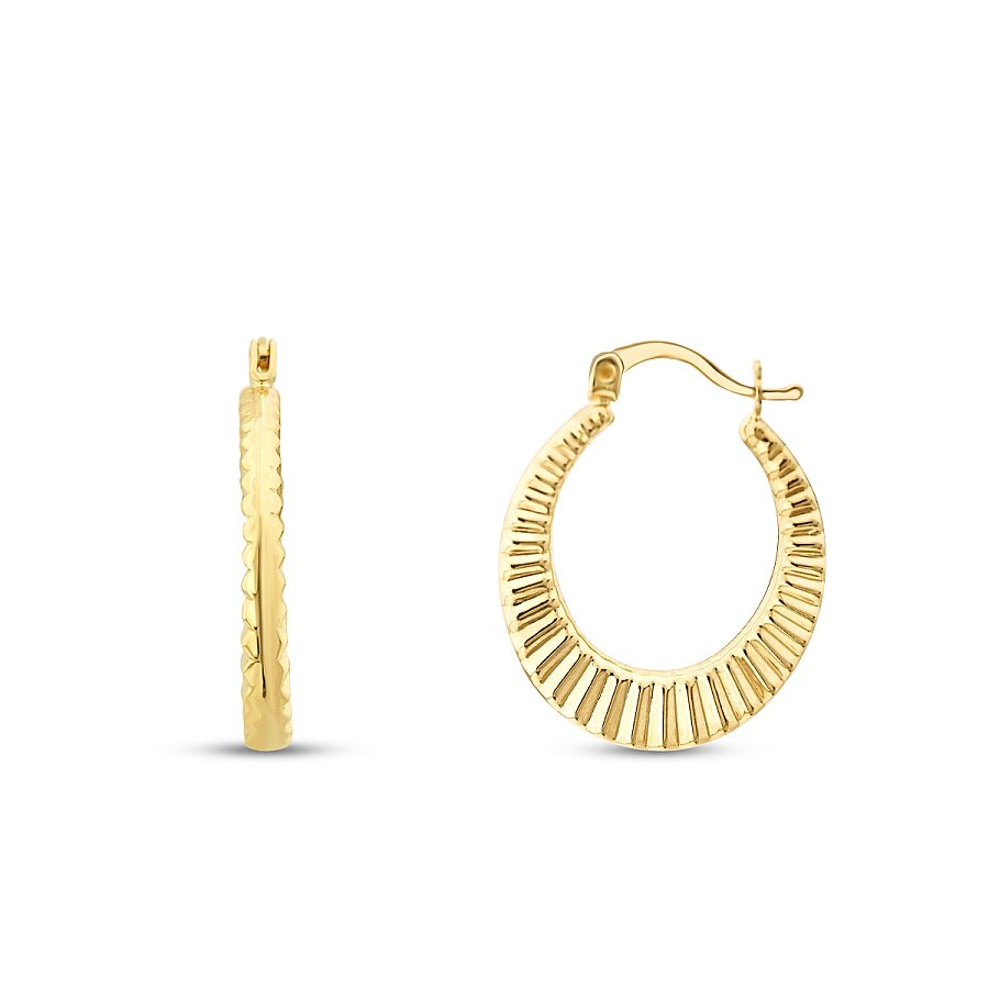 Gold Patterned Hoop Earrings