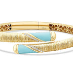 Gold Blue Enamel Detailed Cuff