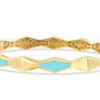 Gold Turquoise Enamel Geometric Cuff
