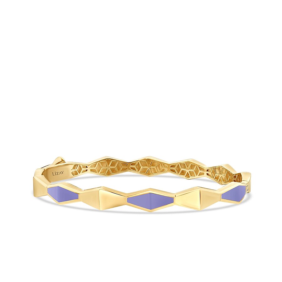 Gold Purple Enamel Geometric Cuff