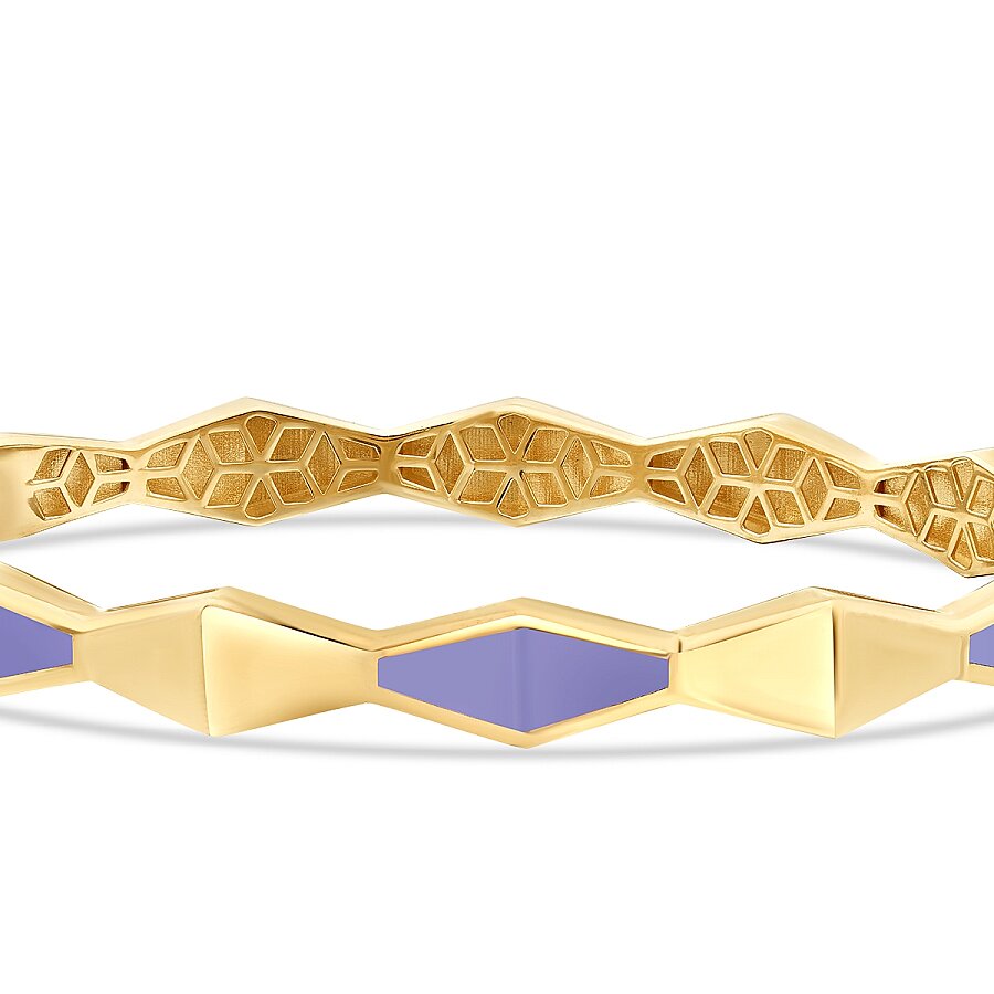 Gold Purple Enamel Geometric Cuff