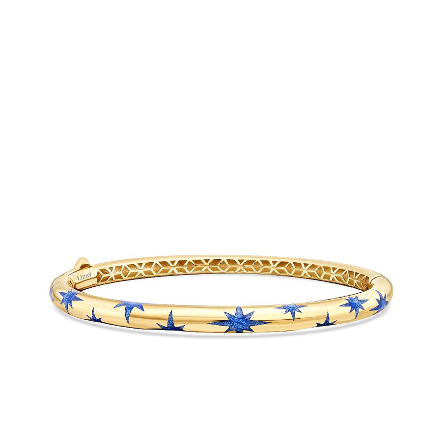 Gold Blue Enamel Star Cuff