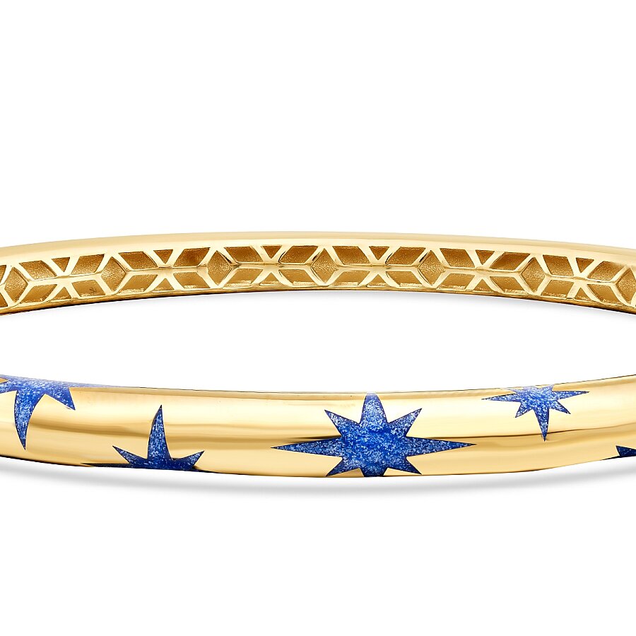 Gold Blue Enamel Star Cuff